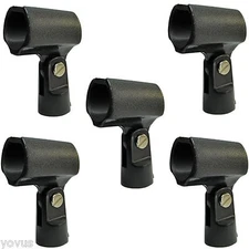 5 PACK LOT small condenser plastic mic microphone stand clips holder BLACK