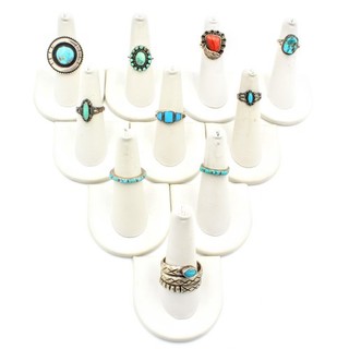 Southwest Sterling Silver Turquoise Red Coral Size 3 10 Ring Lot of 10 #S4573 3