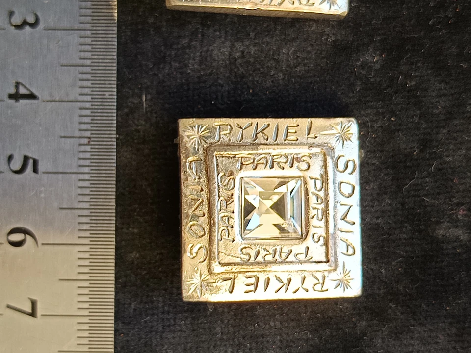 Vintage Sonia Rykiel Paris Silver Square Clip Earrings 1980s - Bild 4 von 4