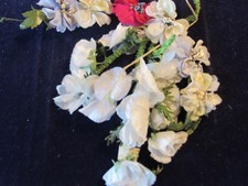 Vtg Millinery Flower Collection White Pink Blue 12" Garland 1-2" Blooms H5592
