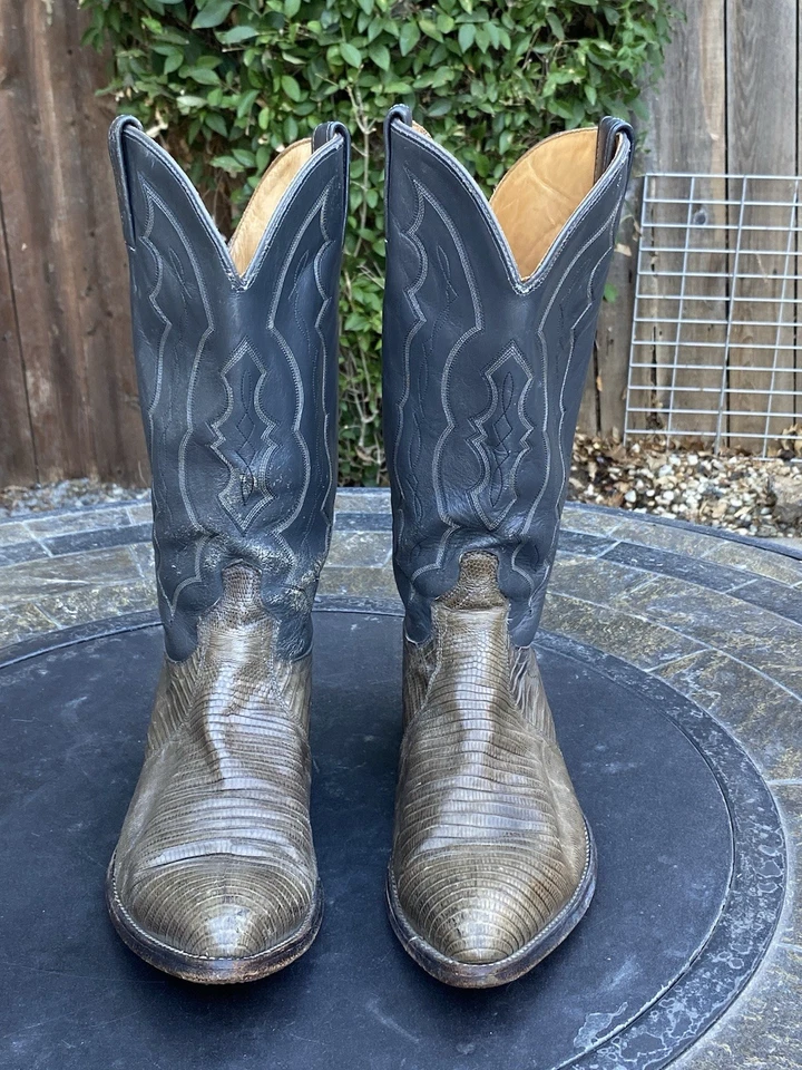 Vintage J Chisholm Exotic Lizard Western Cowboy Boots Mens Size 11 D USA Made - Image 2 of 4