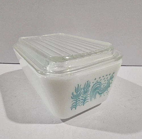 Pyrex 0502 Butterprint Amish Refrigerator Dish +Cover Glass Vintage 1.5 Pint USA
