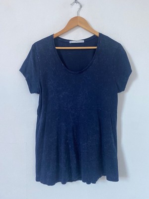 Peruvian Connection Oberteil Large Blau Pima Baumwolle Kurzarm Pullover Bluse