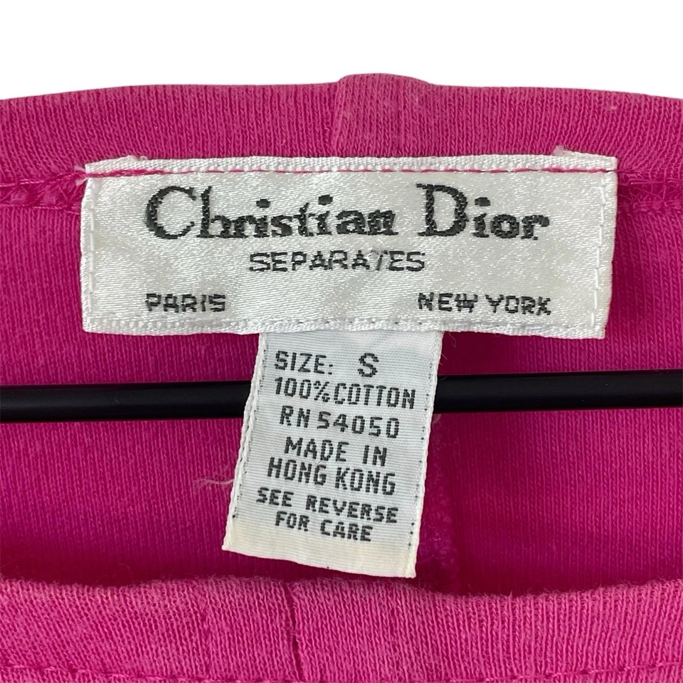 Blusa corta Christian Dior vintage años 80 S rosa manga 3/4 corbata delantera diseñador Foto 2 de 4