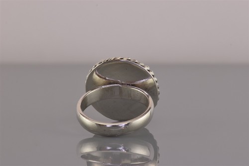 Sterling Silver Round Twisted Cable Black Onyx Button Band Ring 9g 925 Sz: 8 - Picture 4 of 8