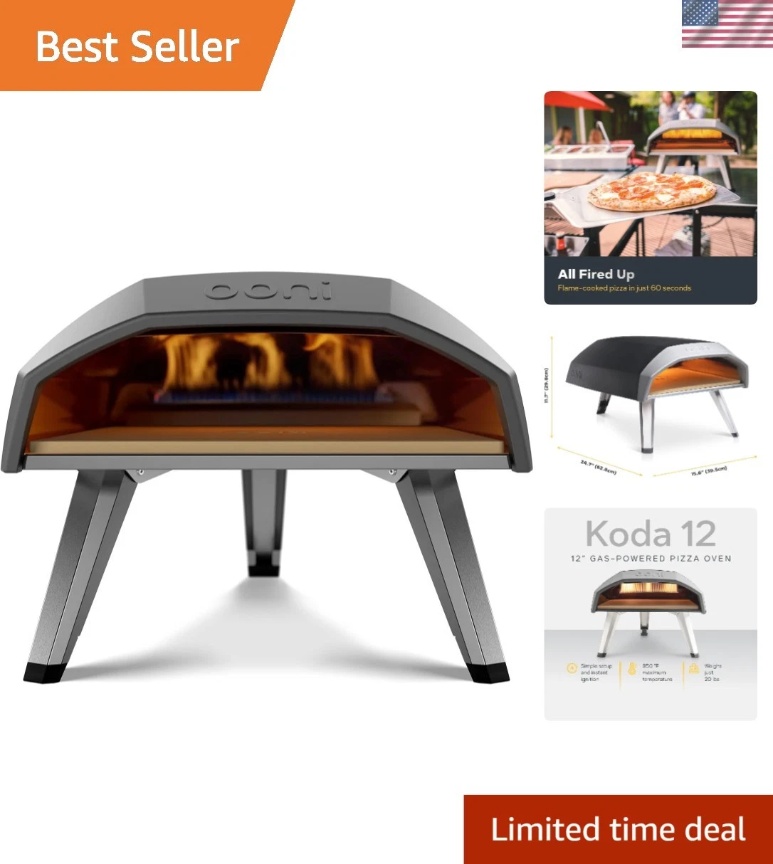 Koda 12 Gas Pizza Oven - 12" Portable Outdoor Chef with 60-Second Pizza Magic