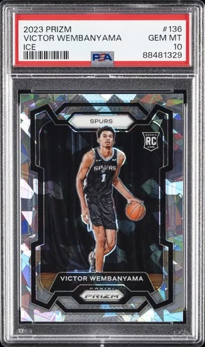 2023 PANINI PRIZM ICE #136 VICTOR WEMBANYAMA ROOKIE RC PSA 10