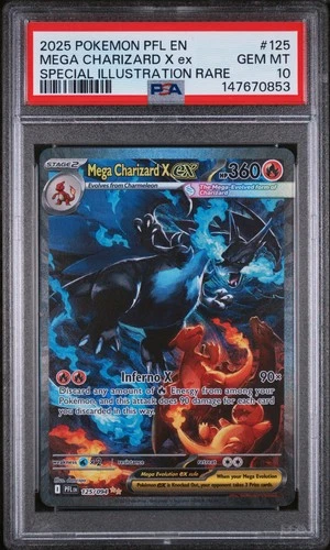 2025 POKEMON PFL EN-PHANTASMAL FLAMES #125 MEGA CHARIZARD X EX PSA 10