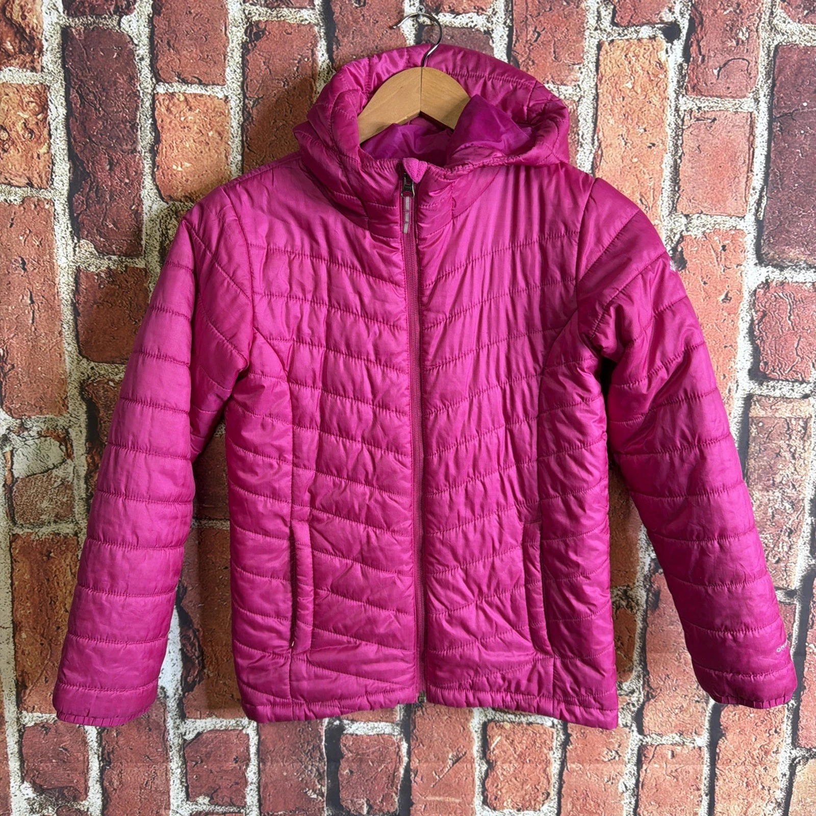 Columbia Girls Hooded Full Zip Omni-Heat Jacket Youth Medium 10/12 Pink