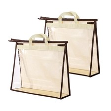 2 PCS Large Clear Handbag Storage Bags Purse Organizer Zipper Hanging Closet