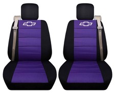 Truck Seat Covers Fits 2003-2007 Chevy Tahoe Black Purple Front Set With Design