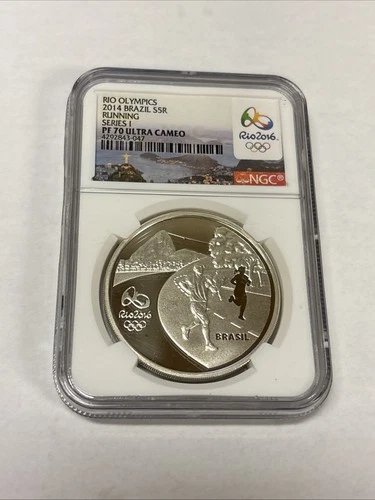 2014 Brazil Rio 2016 Olympics Silver 5 Reis Running Series 1 NGC PR Proof PF 70