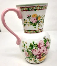 Vintage " A Gift From" FTD Pink Flowers Pitcher Style Vase
