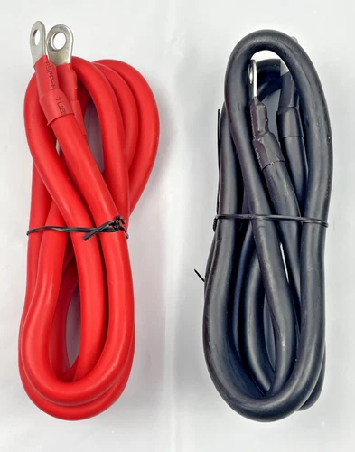 Copper Wire Inverter Battery Cable 5' RED Power & 5' BLACK Ground Kit ; 2-Gauge