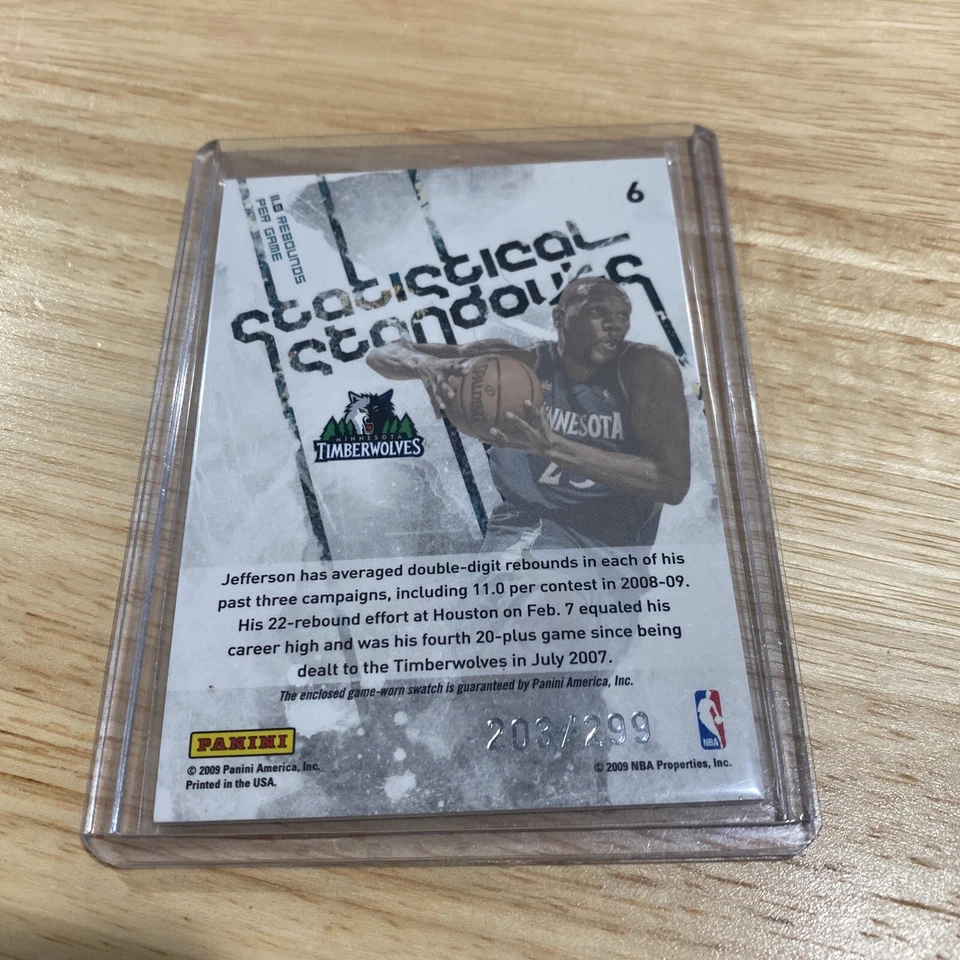 2009-10 Panini Rookie & Stars Al Jefferson Game Used Relic #/299 Timberwolves - Image 2 of 2