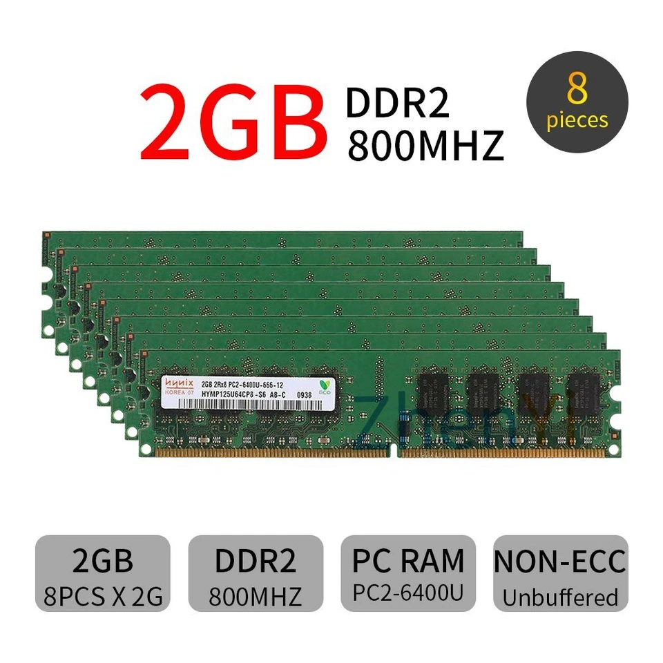 Hynix 16GB 8GB 4GB 2GB DDR2 800Mhz PC2-6400U 240Pin DIMM RAM PC Memoria SP - Imagen 3 de 4
