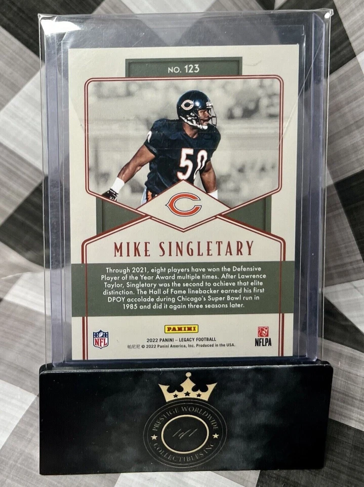 MIKE SINGLETARY 2022 Panini Legacy Legends Yellow /150 #123 Chicago Bears HOF - Image 2 of 2