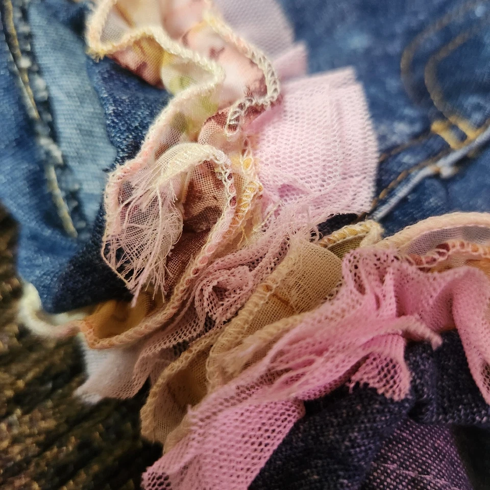 Shorts jeans Little Mass tamanho 4 4x BOHEMIAN RHAPSODY azul rosa - Imagem 3 de 4