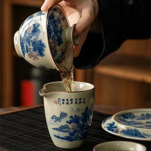 160ml Gaiwan Tee Landschaft Chinesische Keramik Öffnung Gaiwan für Teeterrine Teegeschirr - Bild 6 von 7