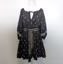 Cleobella Dress Women Size XS Black Revolve Boho Tribal Indie Embroidered Fringe