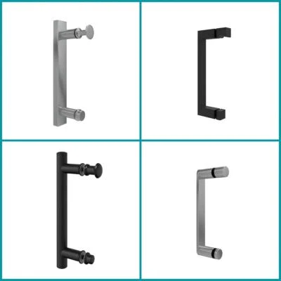 PLUMB GALAXY Shower Enclosure Door Handle Chrome Black 150/200mm with 145mm Hole Centres