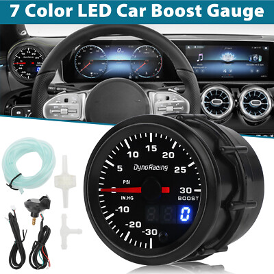 2'' 52mm Digital & Pointer 7 Color LED Car Turbo Boost Meter Psi Pressure Gauge