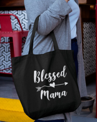 Blessed Mama Tote Bag Grocery Shopping Mothers Day Mom Gift Beachbags MomLife