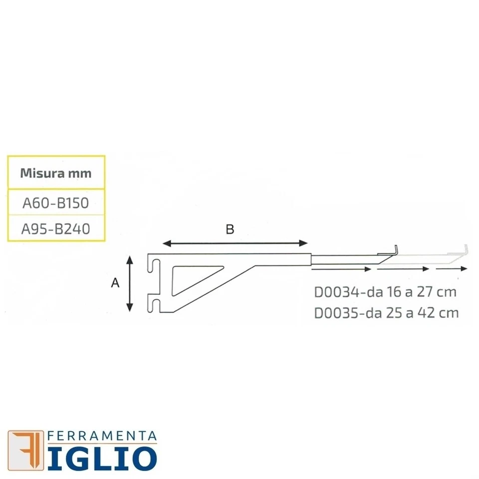 Reggimensola Allungabile per Supporto Mensole in Vetro Scaffalatura Cremagliera - Immagine 2 di 2