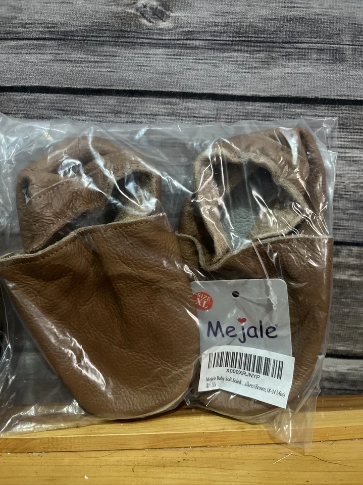 Lote de 3 mocassins Mejale de couro infantil sola macia marrom slip on - Imagem 4 de 4