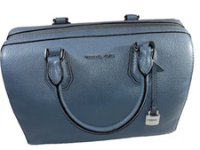Michael Kors Mercer Pebbled Leather Duffel Bag - Blue