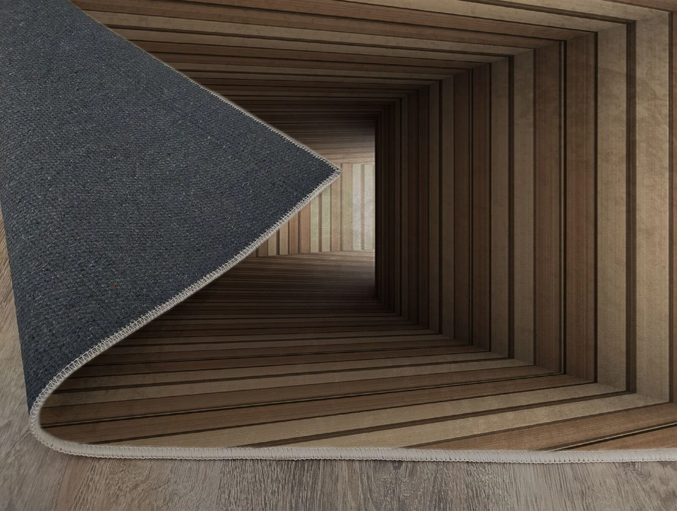Wood Tunnel Optical illusion Rug, Optical illusion Vortex Rug, 3D Vortex Rug, - Image 4 of 4