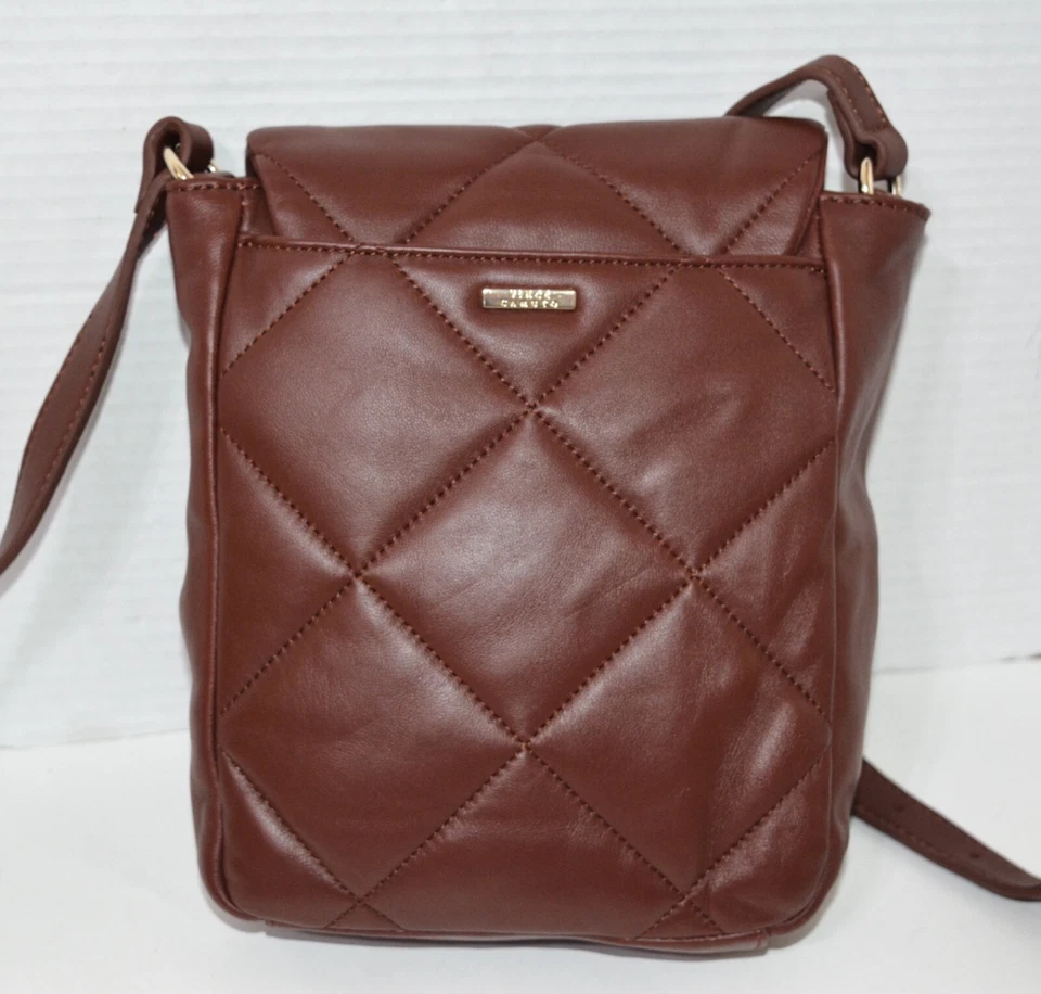 Vince Camuto Bandolera Lunada Cuero Acolchado Bolso de Hombro Cartera Marrón Rojizo Foto 4 de 4
