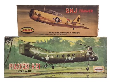 LUFTFAHRT: PIASECKI H-21 ARBEITSPFERD HUBSCHRAUBER & SNJ TRAINER AURORA MODELLBAUSÄTZE