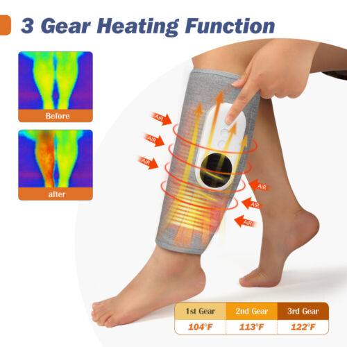 Air Compression Leg Massager Heat Circulation Muscles Relax Pain Relief Cordless