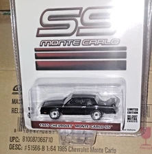Greenlight 1985 Chevy Monte Carlo SS Black 1/64 Exclusive