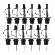 12Pc Liquor Pour Spout Stainless Steel with Rubber Dust Cap 3/4" Bottle Pourer
