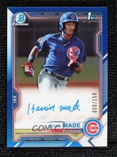 2021 Bowman Chrome Prospect Blue Refractor 50/150 Kevin Made #CPA-KM Auto 0s4f