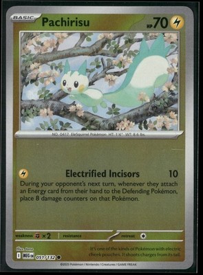 Pachirisu Common ME01: Mega Evolution 051/132 NM Reverse Holofoil