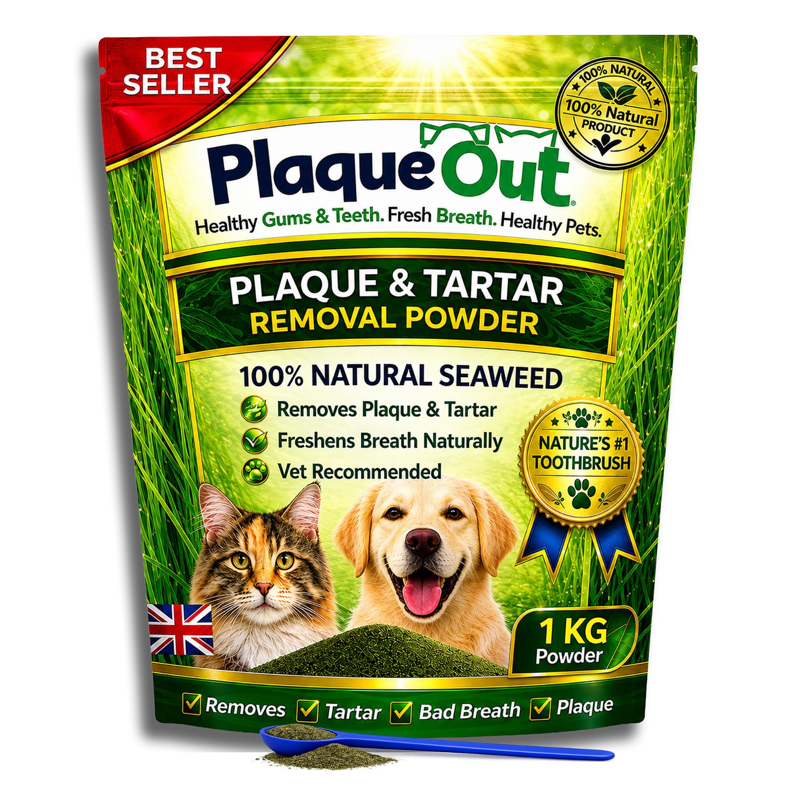 Plaque Out 1Kg Pouch Tartar Plaque Off Remover, Bad Breath Dogs, Cats - Image 3