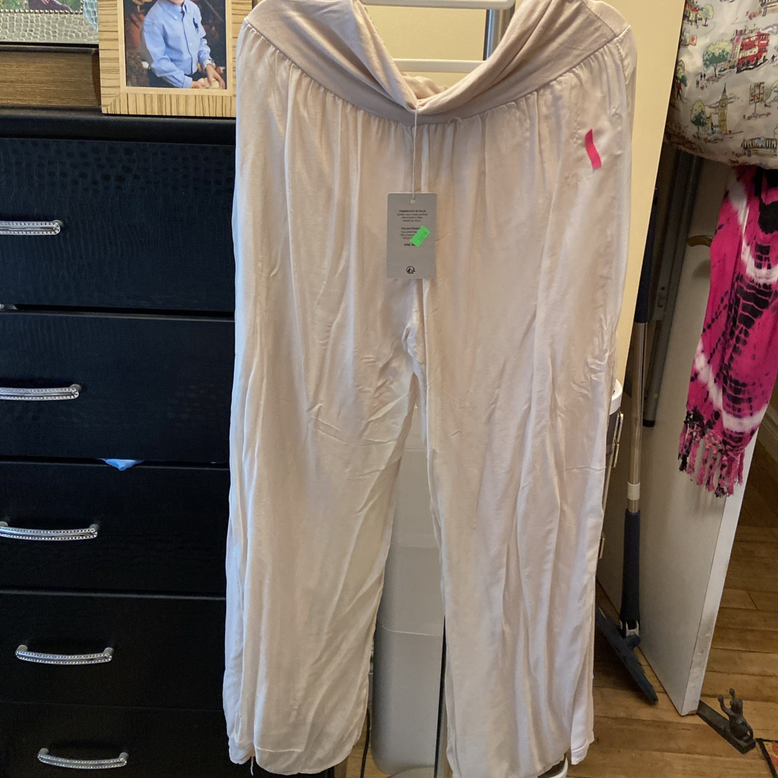 ALTRA Pantalone donna Shyloh seta Made In Italy Palazzo beige taglia L XL foderato nuovo altro