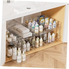 4 Pack Bathroom Organizer, 2 Tier Clear Under Sink 4 Pack-Standard Transparent