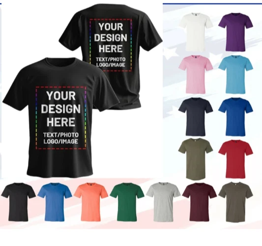 Custom T-Shirt Men’s Design Your Own Front Back Print Personalized Tee - Image 1 of 4