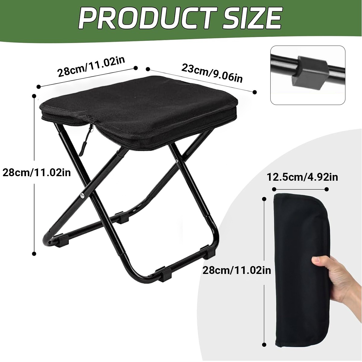 Small Folding Stool Mini Portable Outdoor Camping Chair Foldable Hiking NEW