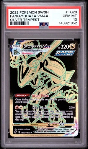 2022 POKEMON SWORD & SHIELD SILVER TEMPEST #TG29 FA/RAYQUAZA VMAX PSA 10