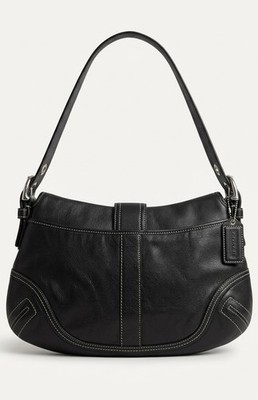Authentic COACH Soho Black Leather Flap Hobo Bag F10192 PRISTINE