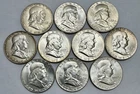 Lot of 10 1952-1963 Franklin Half Dollars XF-BU Details