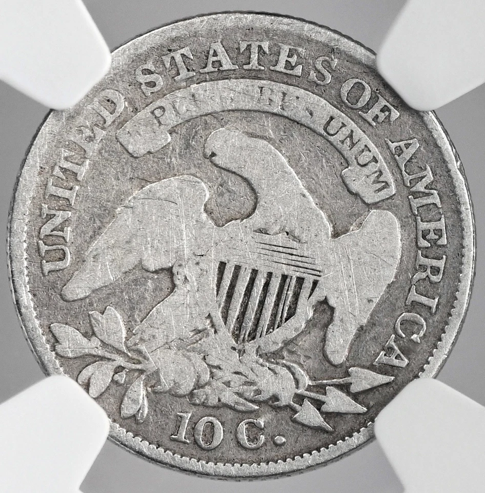 1833  10C CAPPED BUST SILVER DIME  NGC GOOD DETAILS "DAMAGED"  8404749-050 - Image 3 of 4