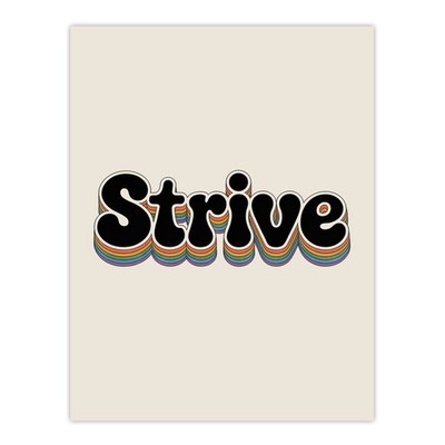 Strive Bunter Retro Regenbogen Schrift Typografie Wandkunstdruck
