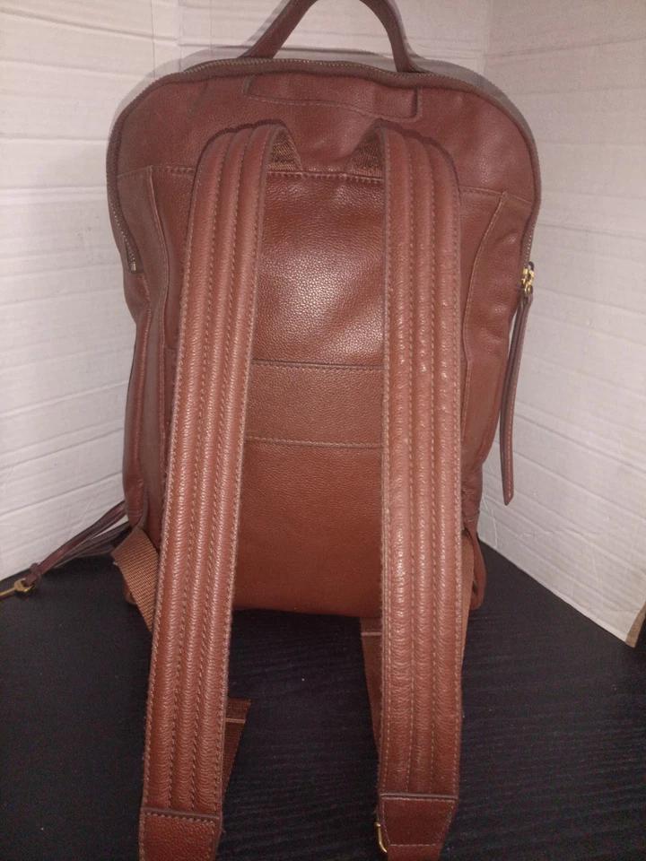Fossil Sherri Backpack Brown Leather W/Key Pre-owned Tassel Zip - Image 2 of 4