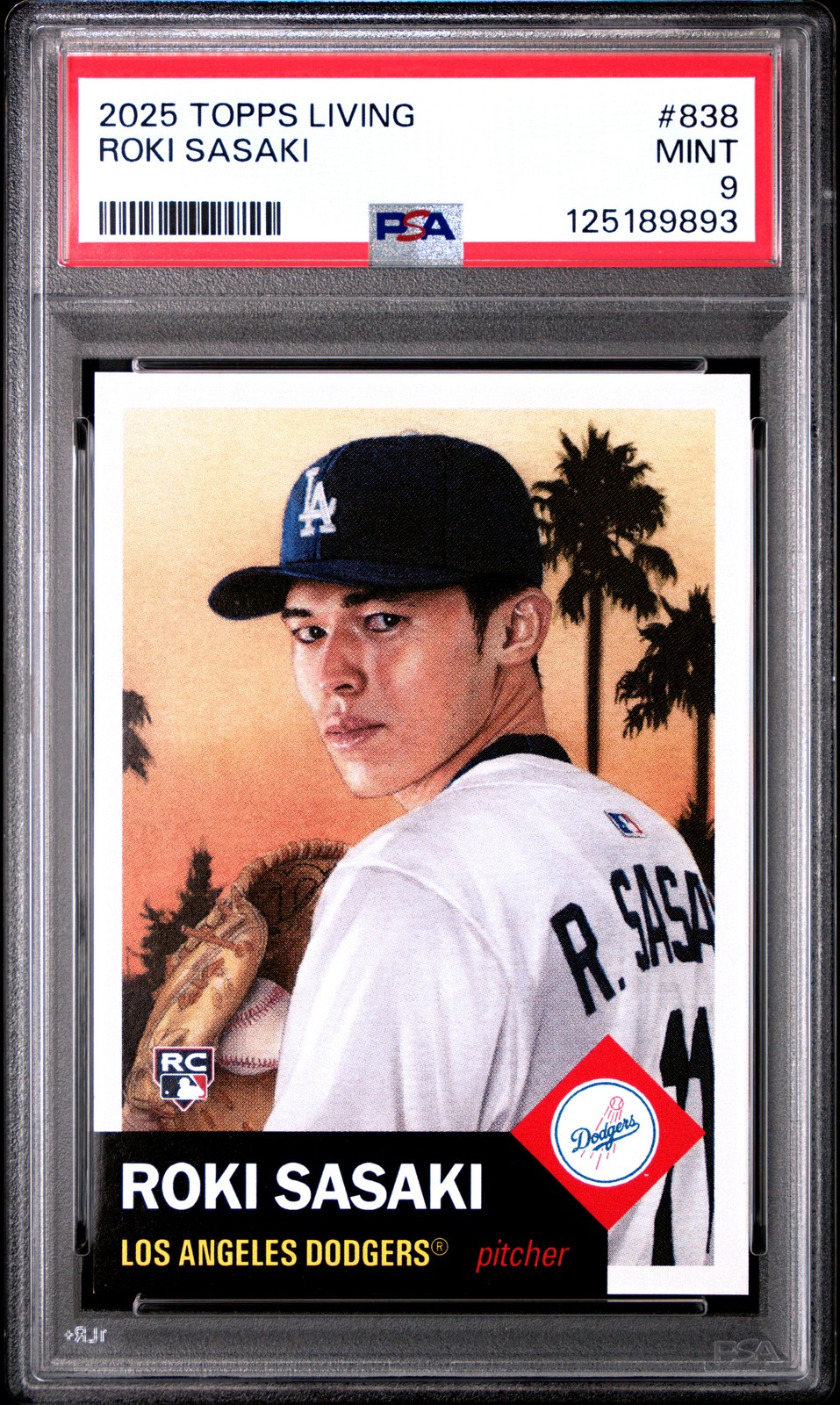 2025 TOPPS LIVING #838 ROKI SASAKI PSA 9